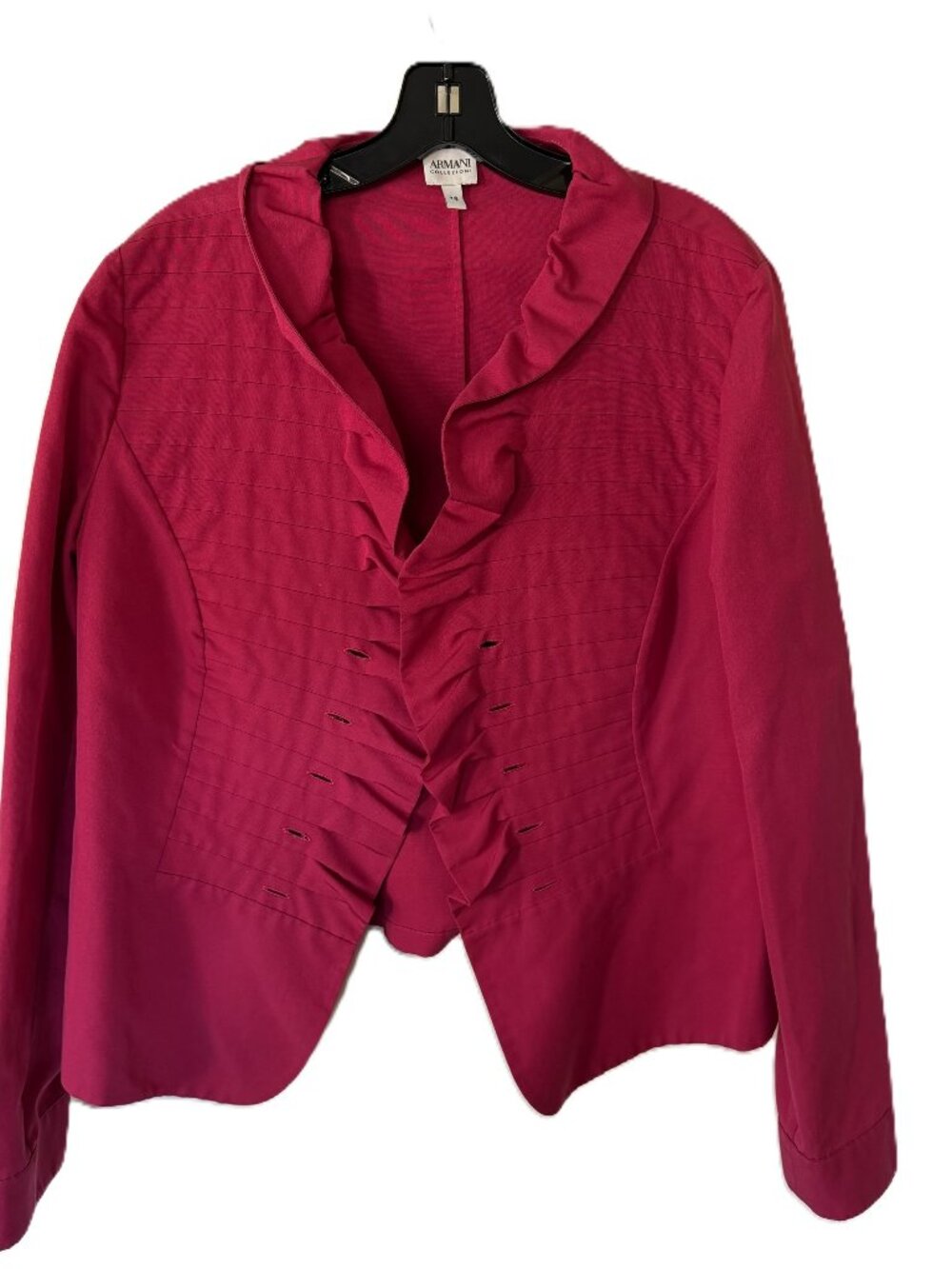 Archival 2009 Armani Collezioni Fuchsia Ruffle Jacket, Plus Size IT 52/US 16
